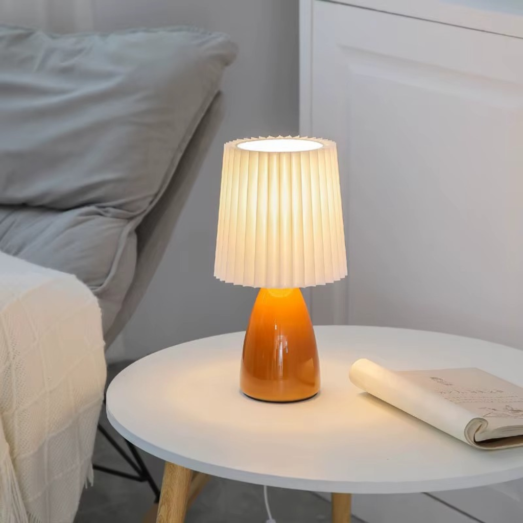 The Velora Ceramic Bedside Table Warm LED Night Light