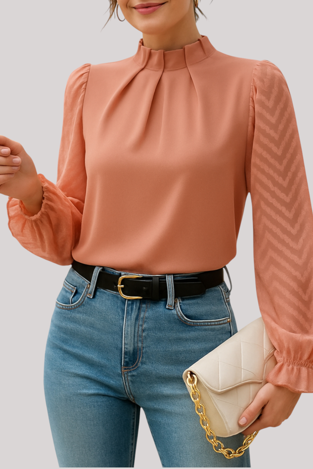 The Evelyne Chiffon Blouse Long Sleeve Elegant Office Top