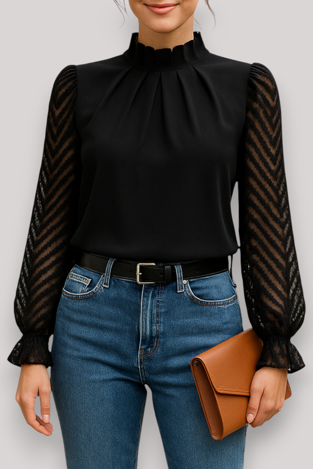 The Evelyne Chiffon Blouse Long Sleeve Elegant Office Top