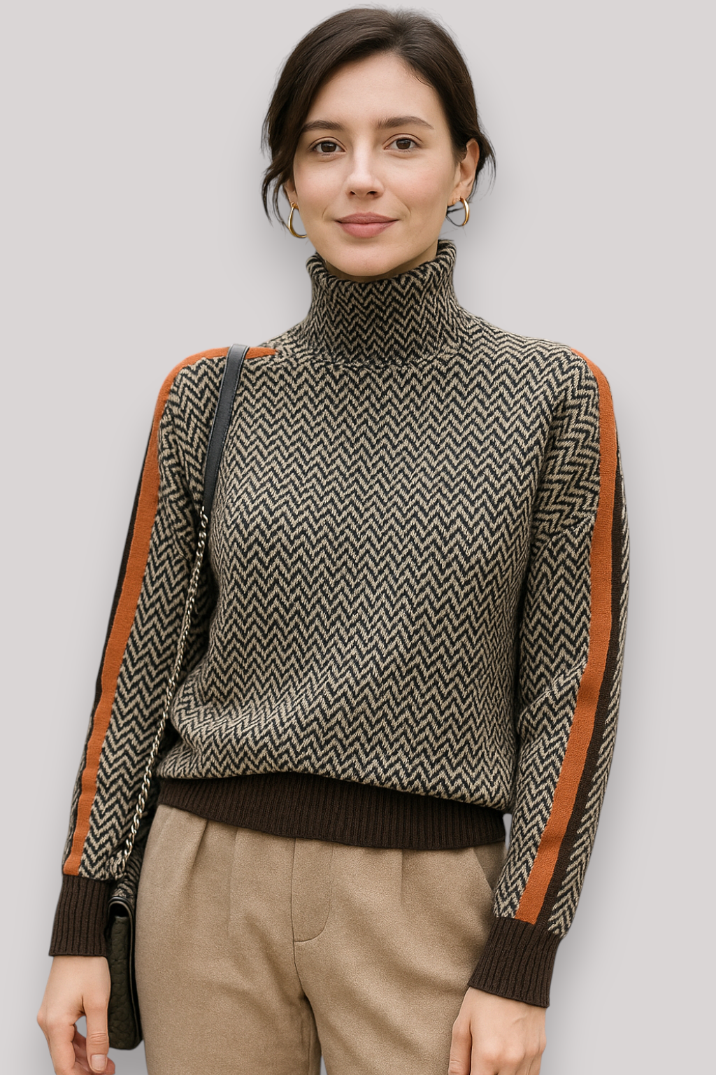 The Marston Knit Turtleneck Jumper Geometric Relaxed Fit Winter Sweater