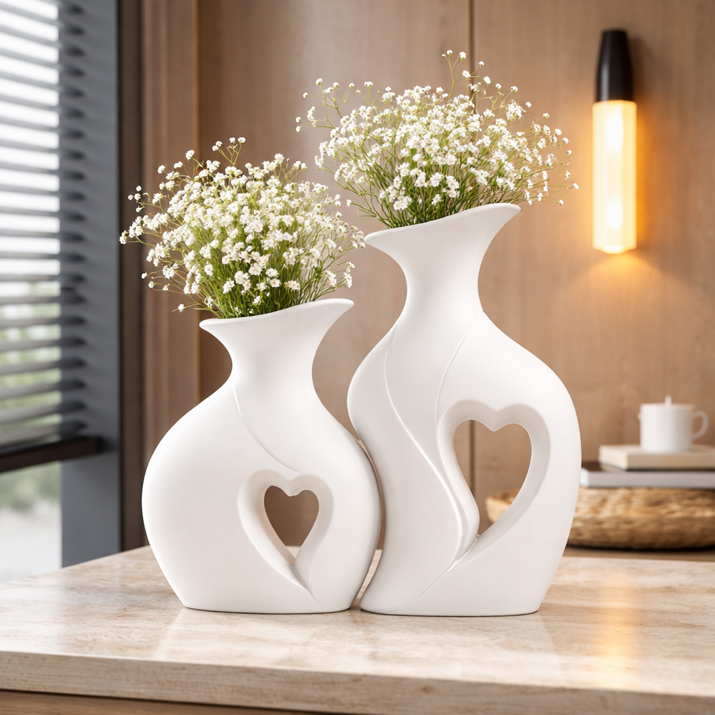 The Corvix Nordic Heart Couple Vase Set