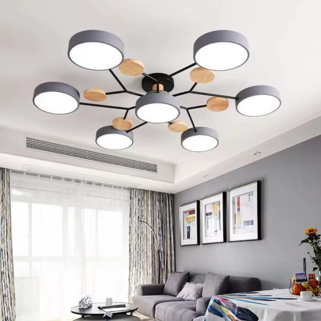 The Logix Nordic Wooden Design LED Ceiling Lamp