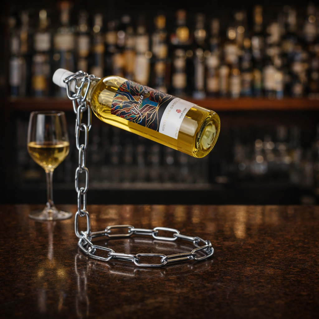 The Virex Floating Chain Metal Wine Rack