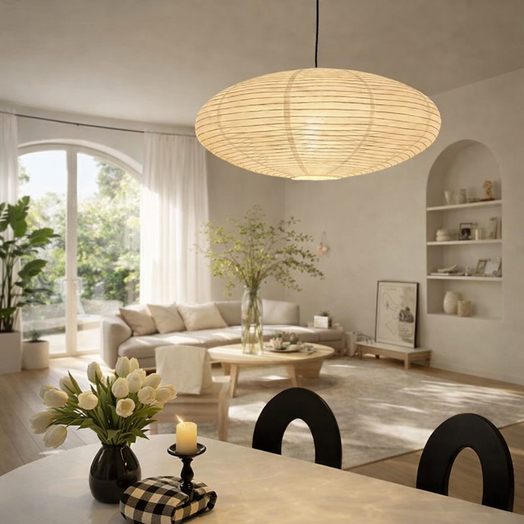The Ryvex Rice Paper LED Pendant Chandelier