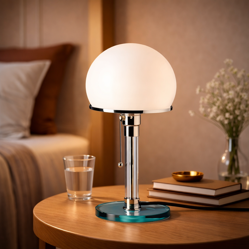 The Aurox Bauhaus Glass Bedside Table Lamp