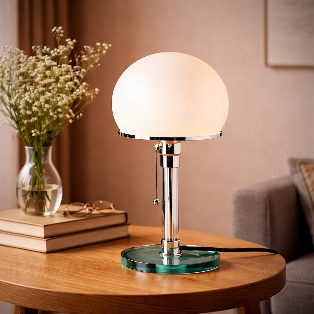 The Aurox Bauhaus Glass Bedside Table Lamp