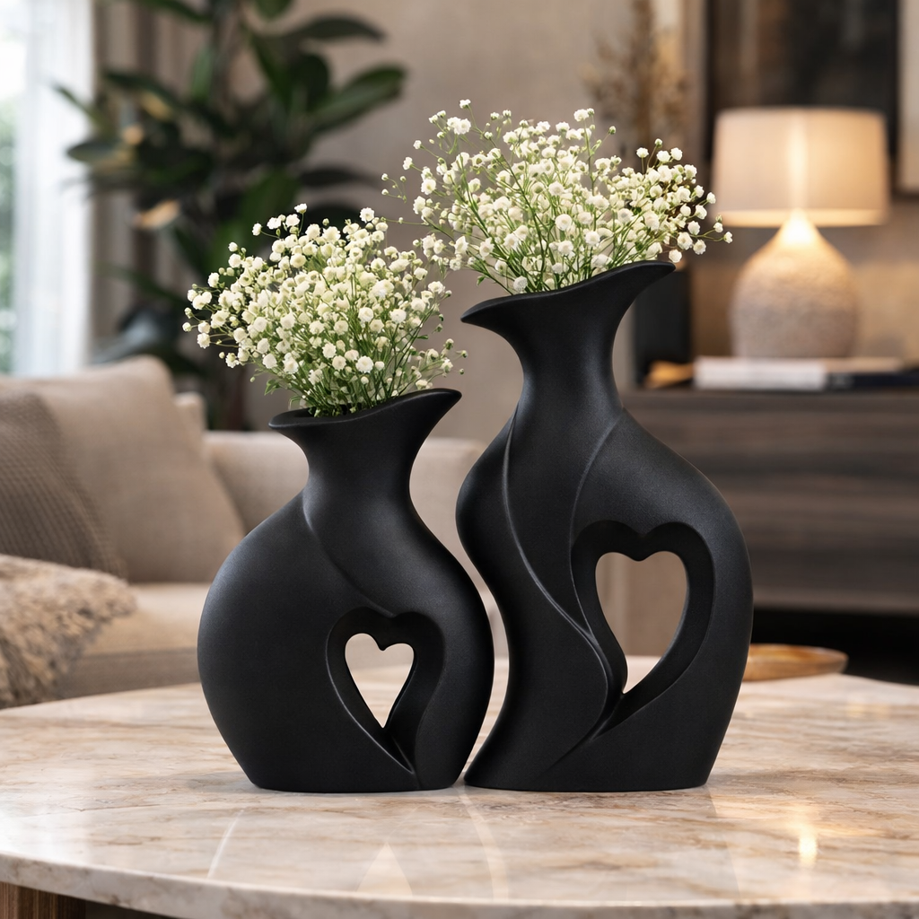 The Corvix Nordic Heart Couple Vase Set