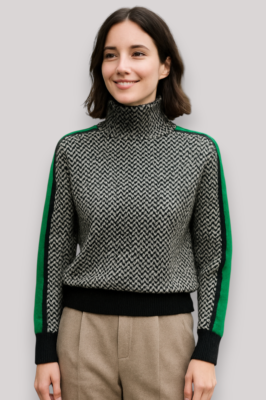 The Marston Knit Turtleneck Jumper Geometric Relaxed Fit Winter Sweater