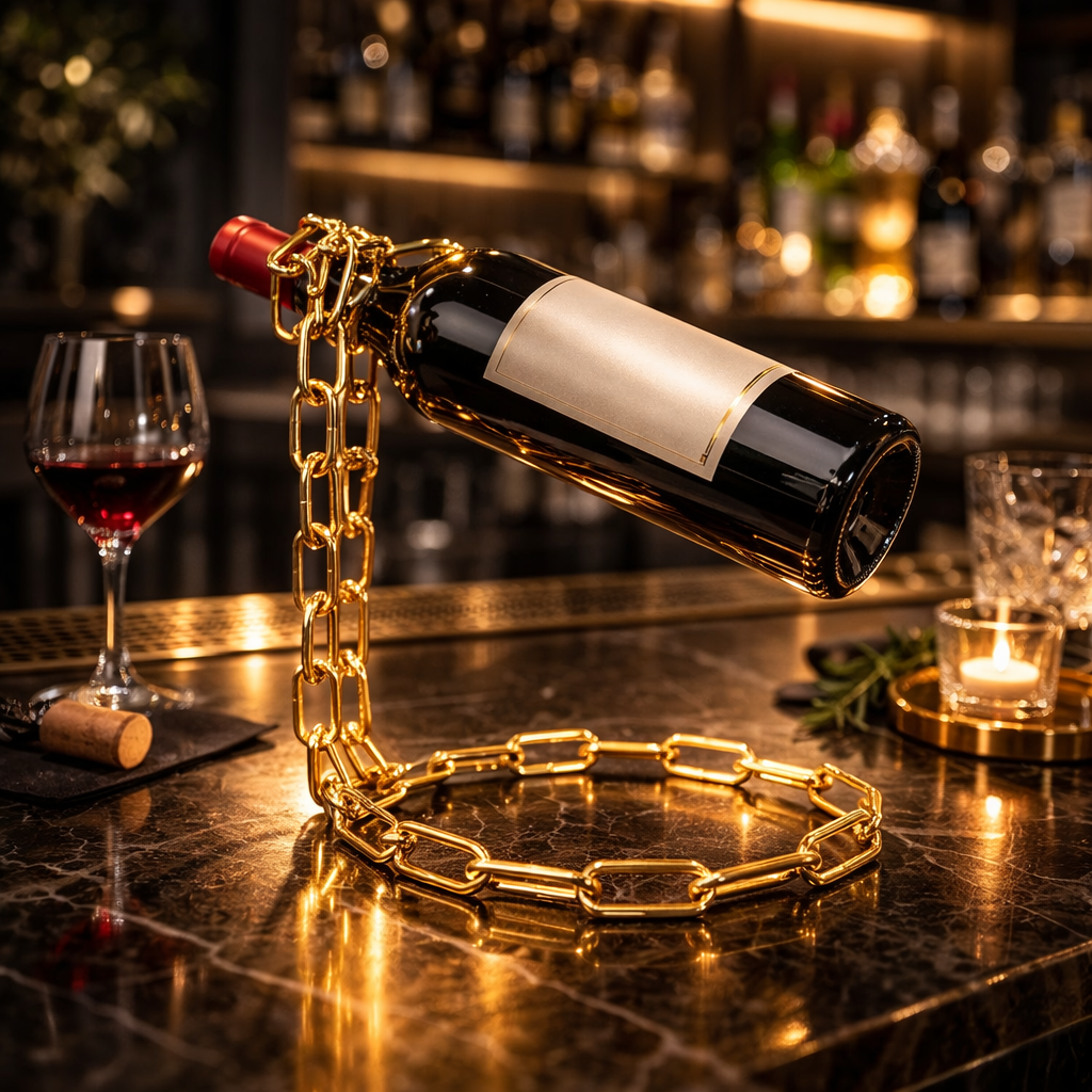 The Virex Floating Chain Metal Wine Rack