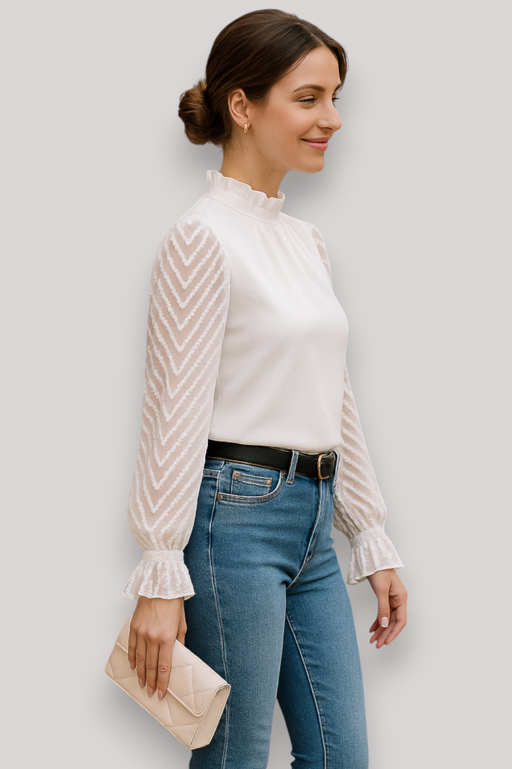 The Evelyne Chiffon Blouse Long Sleeve Elegant Office Top