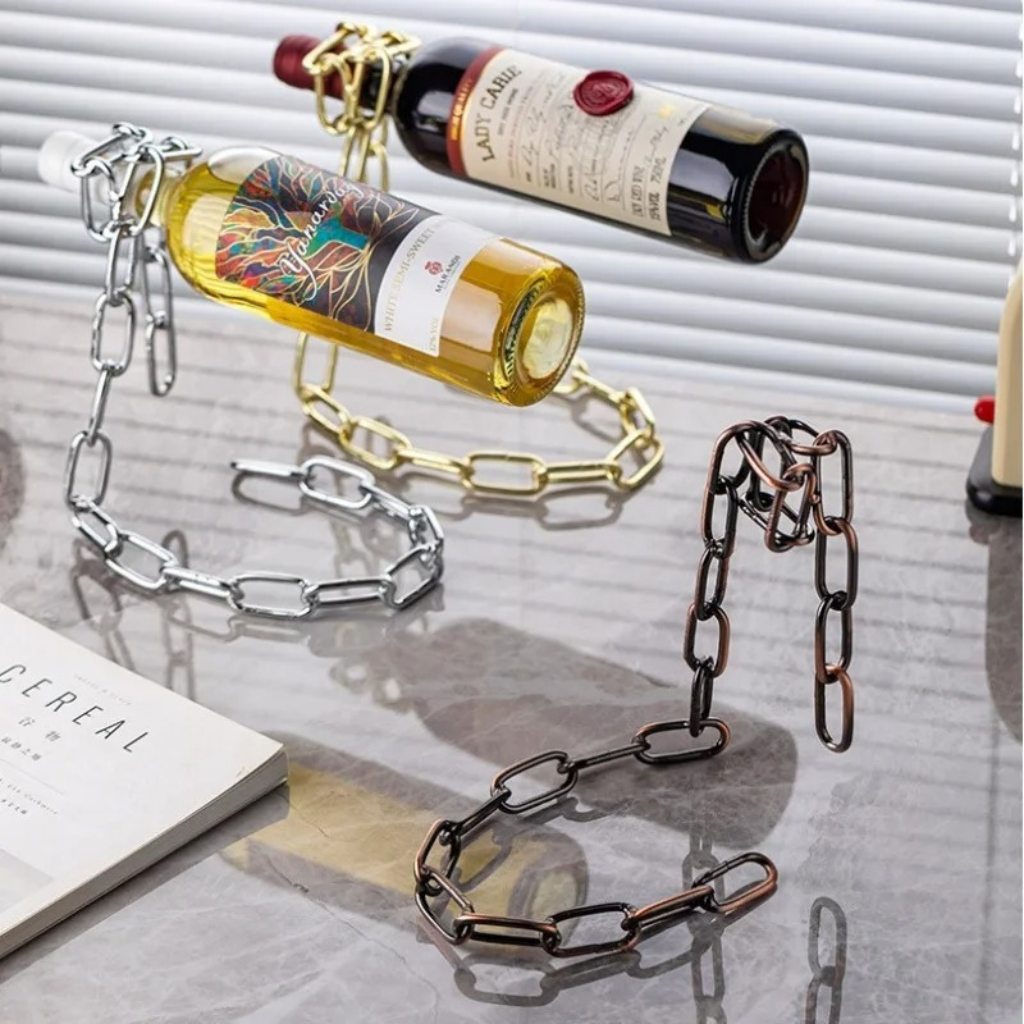 The Virex Floating Chain Metal Wine Rack