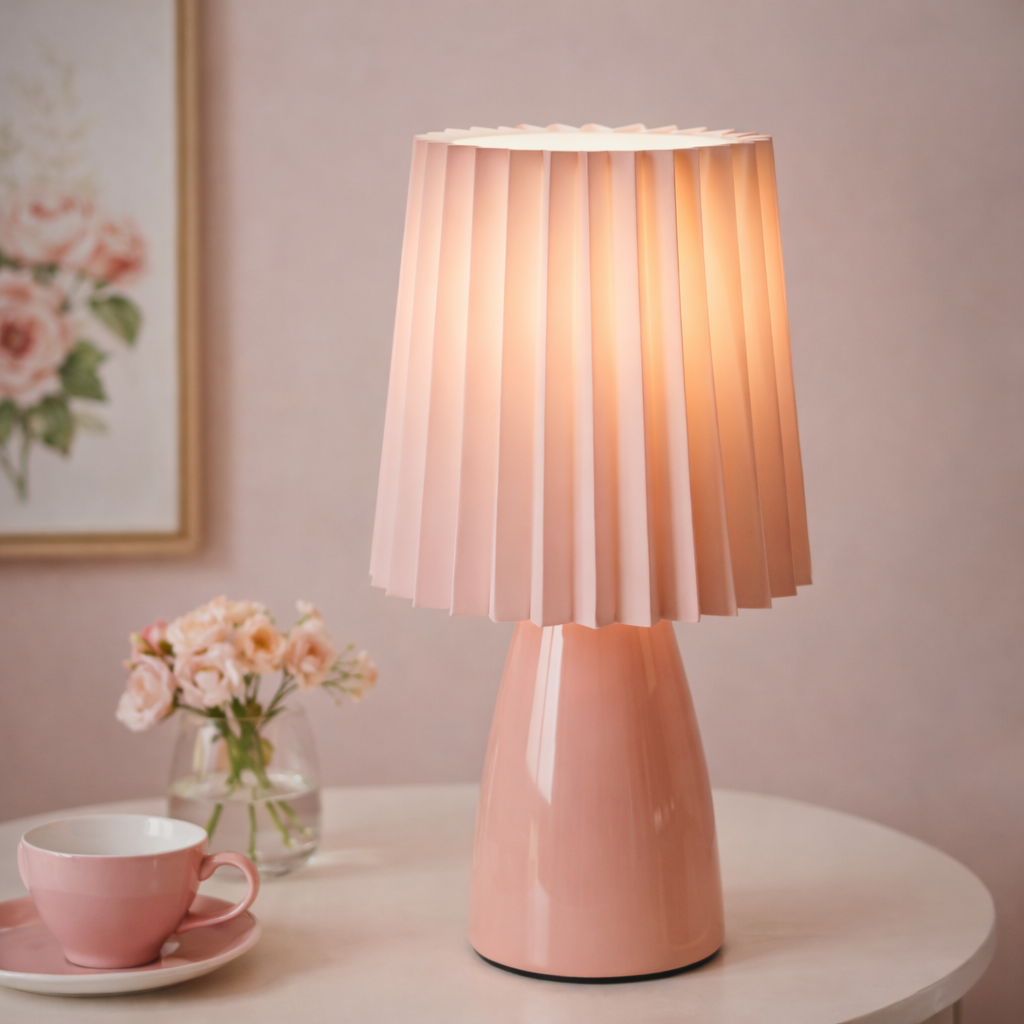 The Velora Ceramic Bedside Table Warm LED Night Light