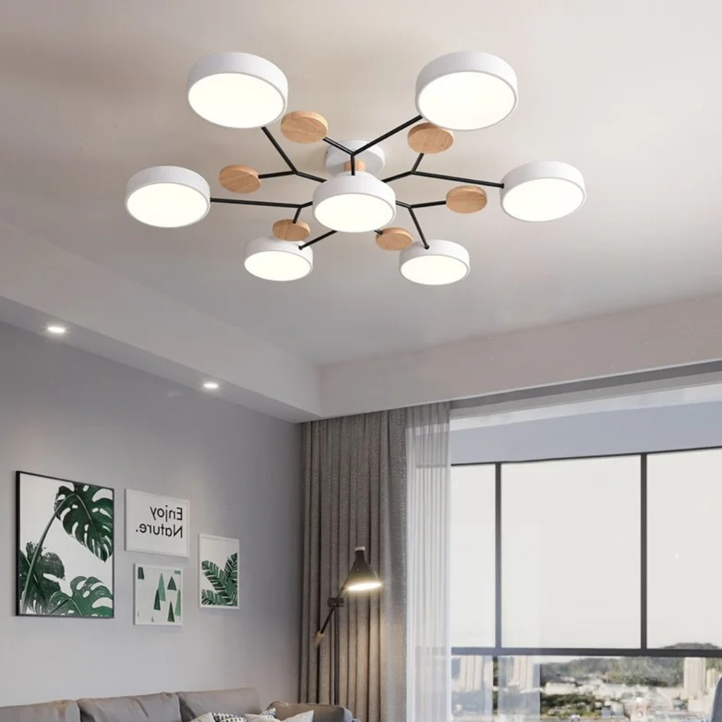 The Logix Nordic Wooden Design LED Ceiling Lamp