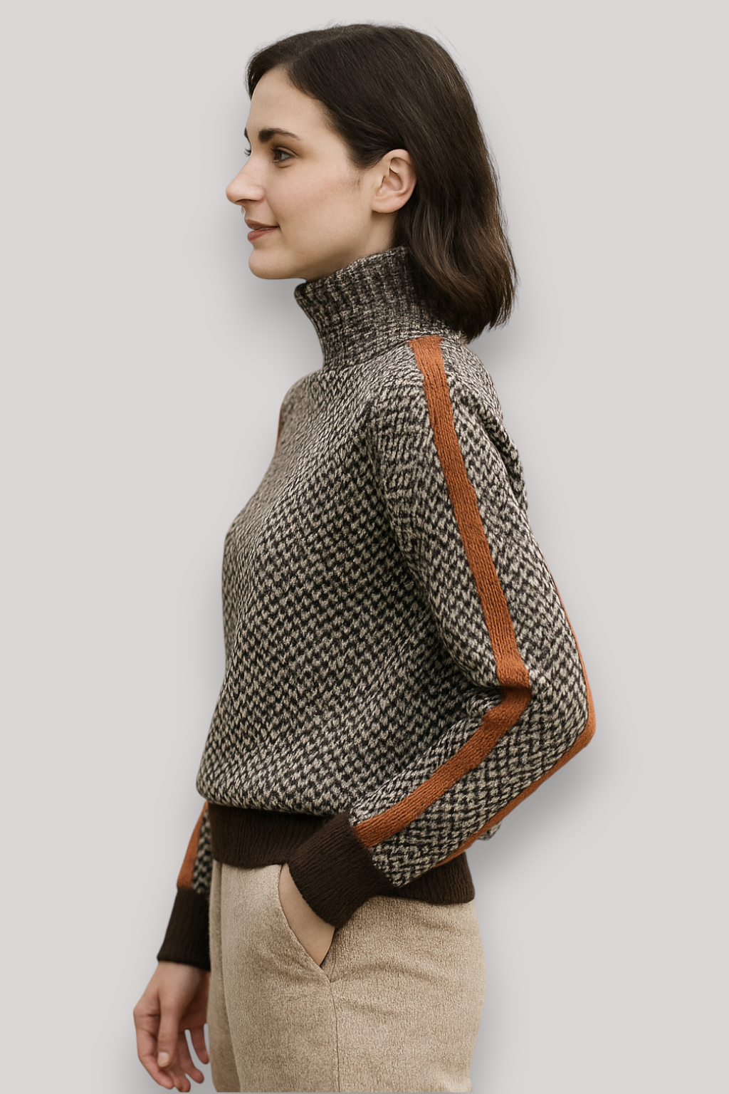 The Marston Knit Turtleneck Jumper Geometric Relaxed Fit Winter Sweater