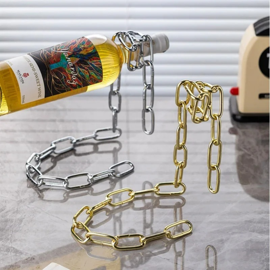 The Virex Floating Chain Metal Wine Rack
