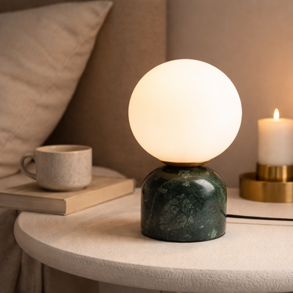 The Marlux Marble Modern Bedside Table Lamp