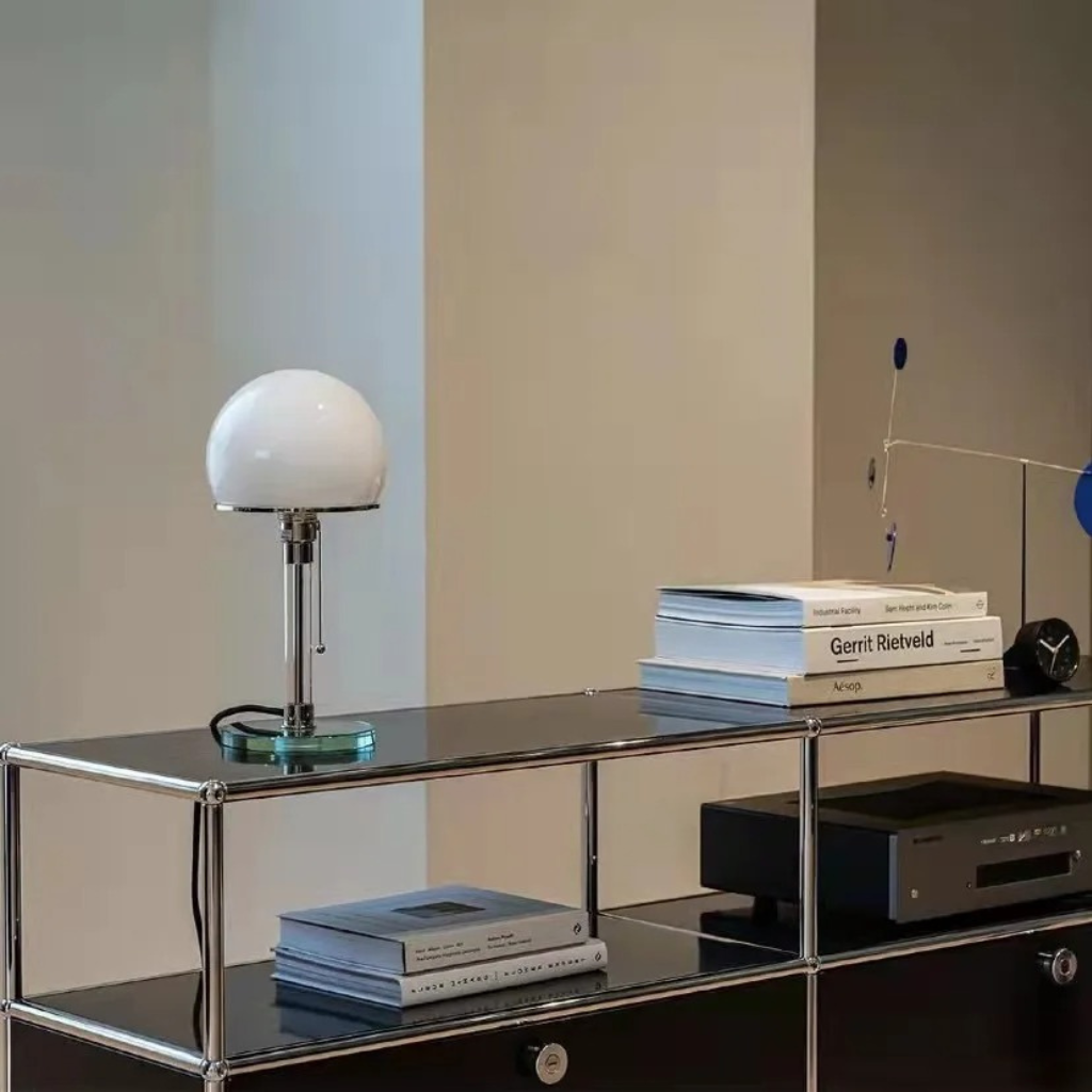 The Aurox Bauhaus Glass Bedside Table Lamp