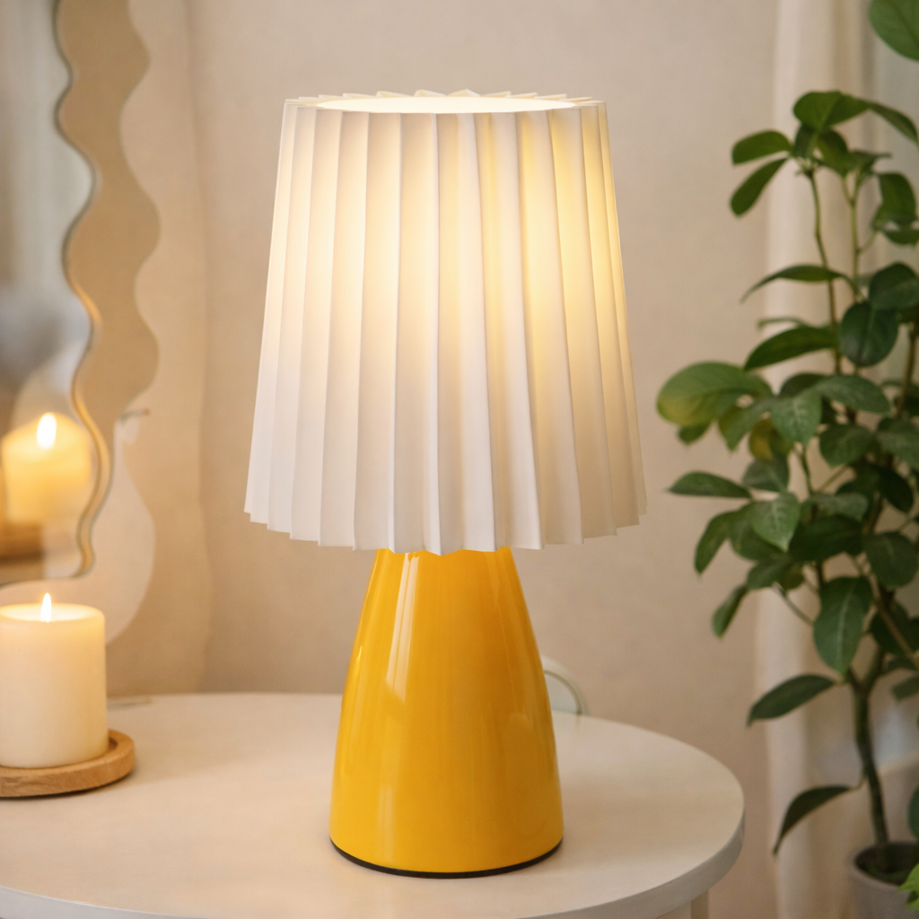 The Velora Ceramic Bedside Table Warm LED Night Light