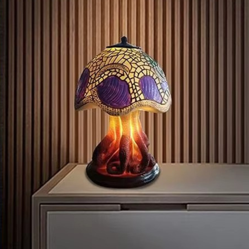 The Amara Stained Glass Mushroom Decor Lamp