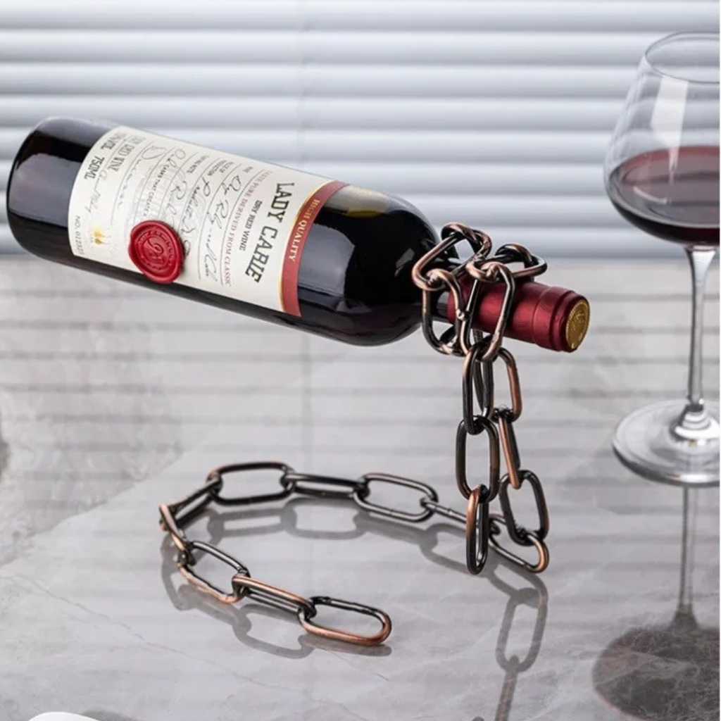 The Virex Floating Chain Metal Wine Rack