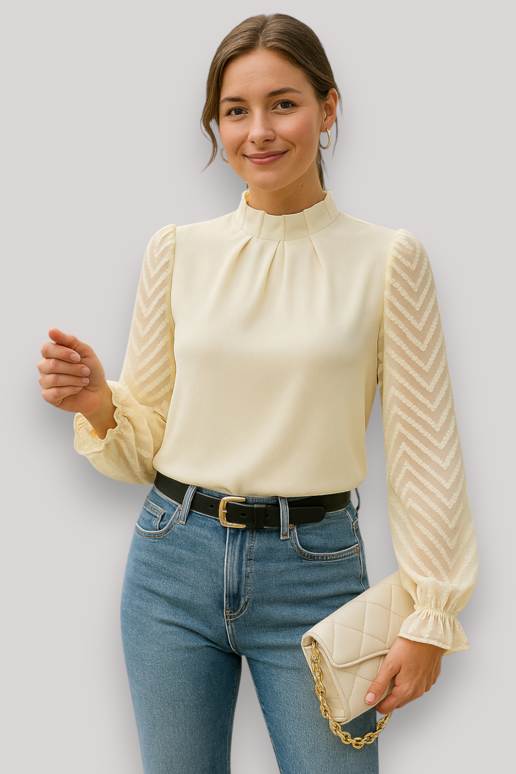 The Evelyne Chiffon Blouse Long Sleeve Elegant Office Top