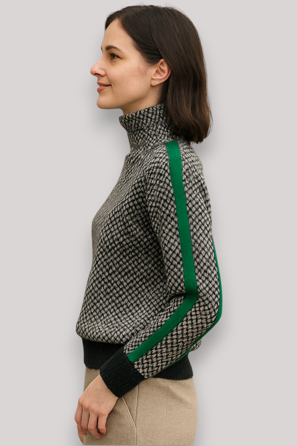 The Marston Knit Turtleneck Jumper Geometric Relaxed Fit Winter Sweater