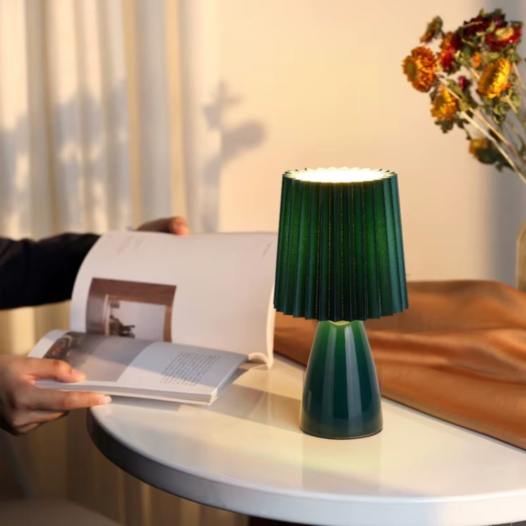 The Velora Ceramic Bedside Table Warm LED Night Light