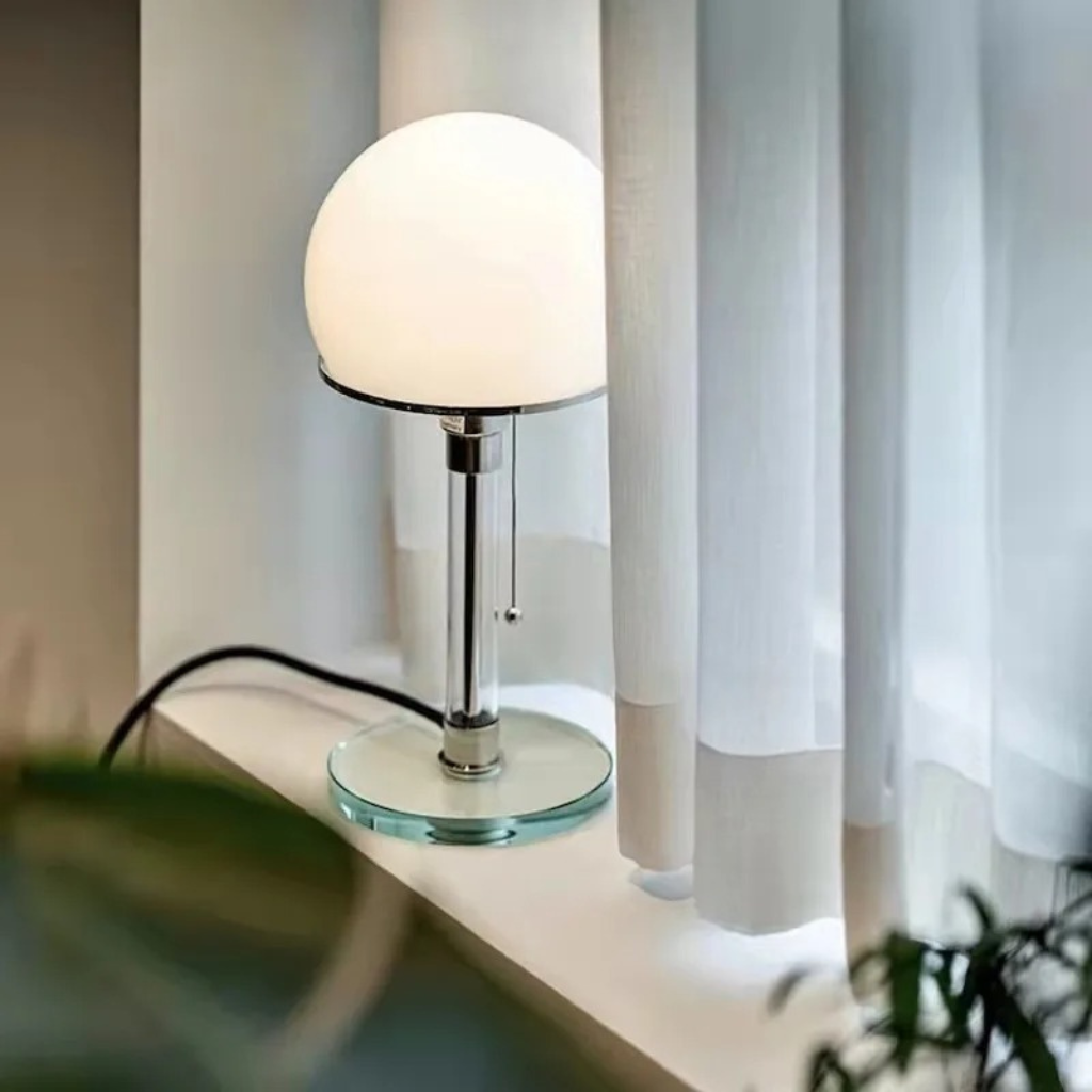 The Aurox Bauhaus Glass Bedside Table Lamp