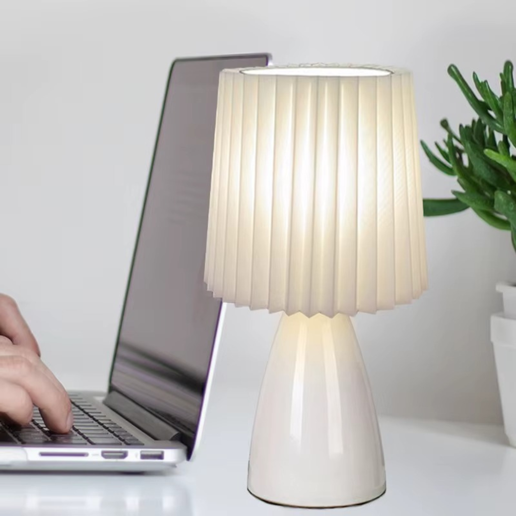 The Velora Ceramic Bedside Table Warm LED Night Light