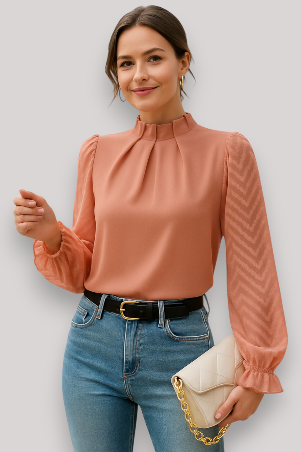 The Evelyne Chiffon Blouse Long Sleeve Elegant Office Top
