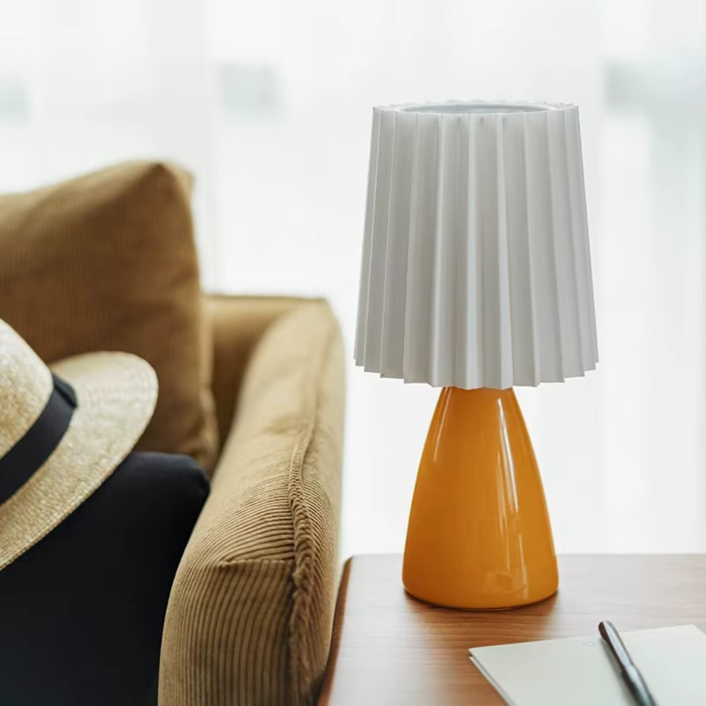 The Velora Ceramic Bedside Table Warm LED Night Light