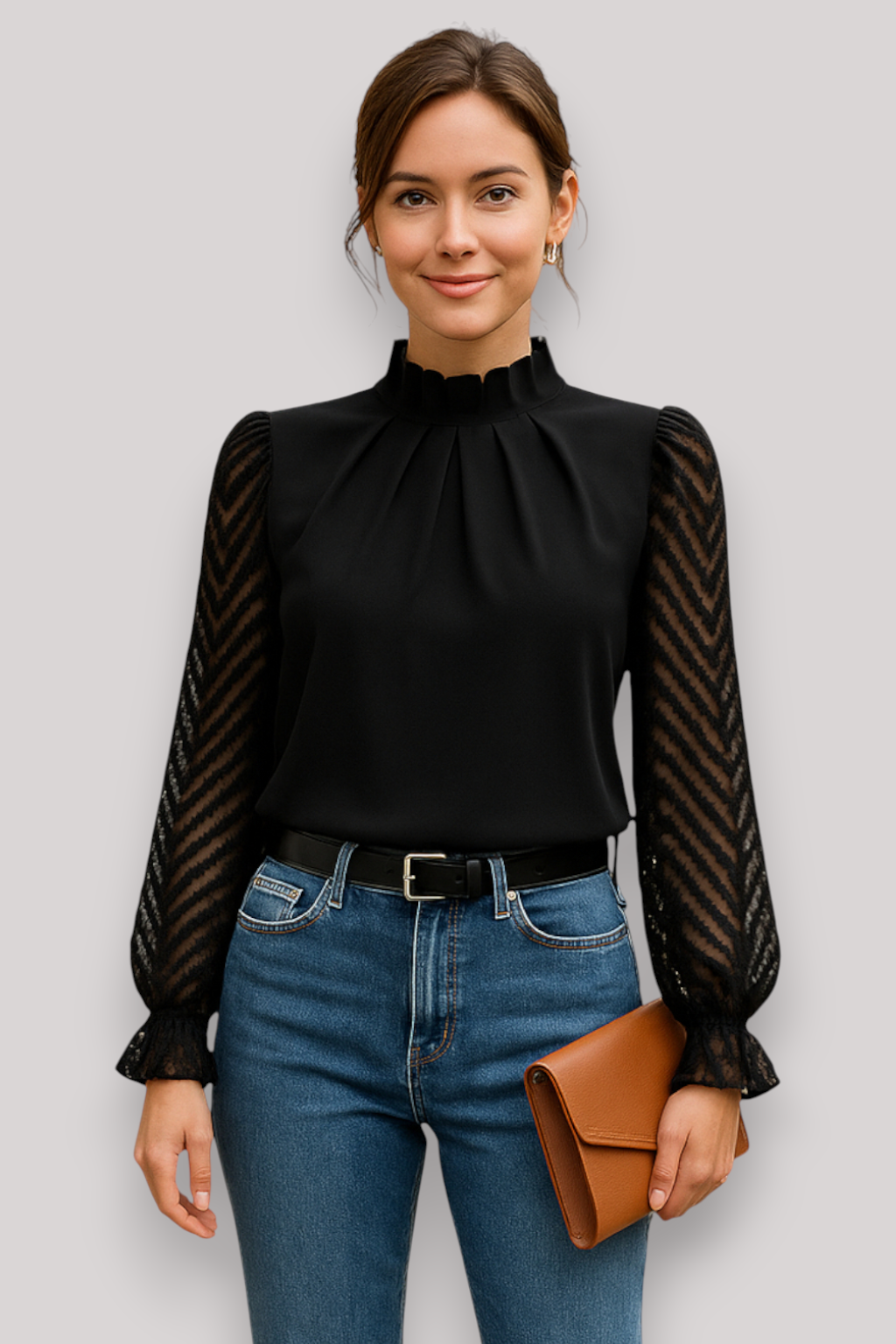 The Evelyne Chiffon Blouse Long Sleeve Elegant Office Top