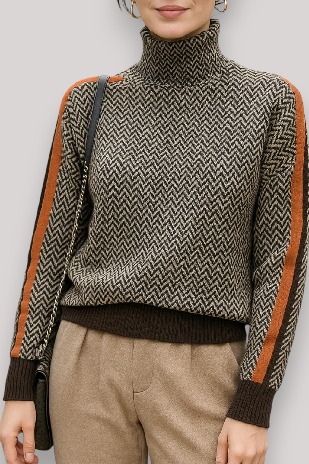 The Marston Knit Turtleneck Jumper Geometric Relaxed Fit Winter Sweater