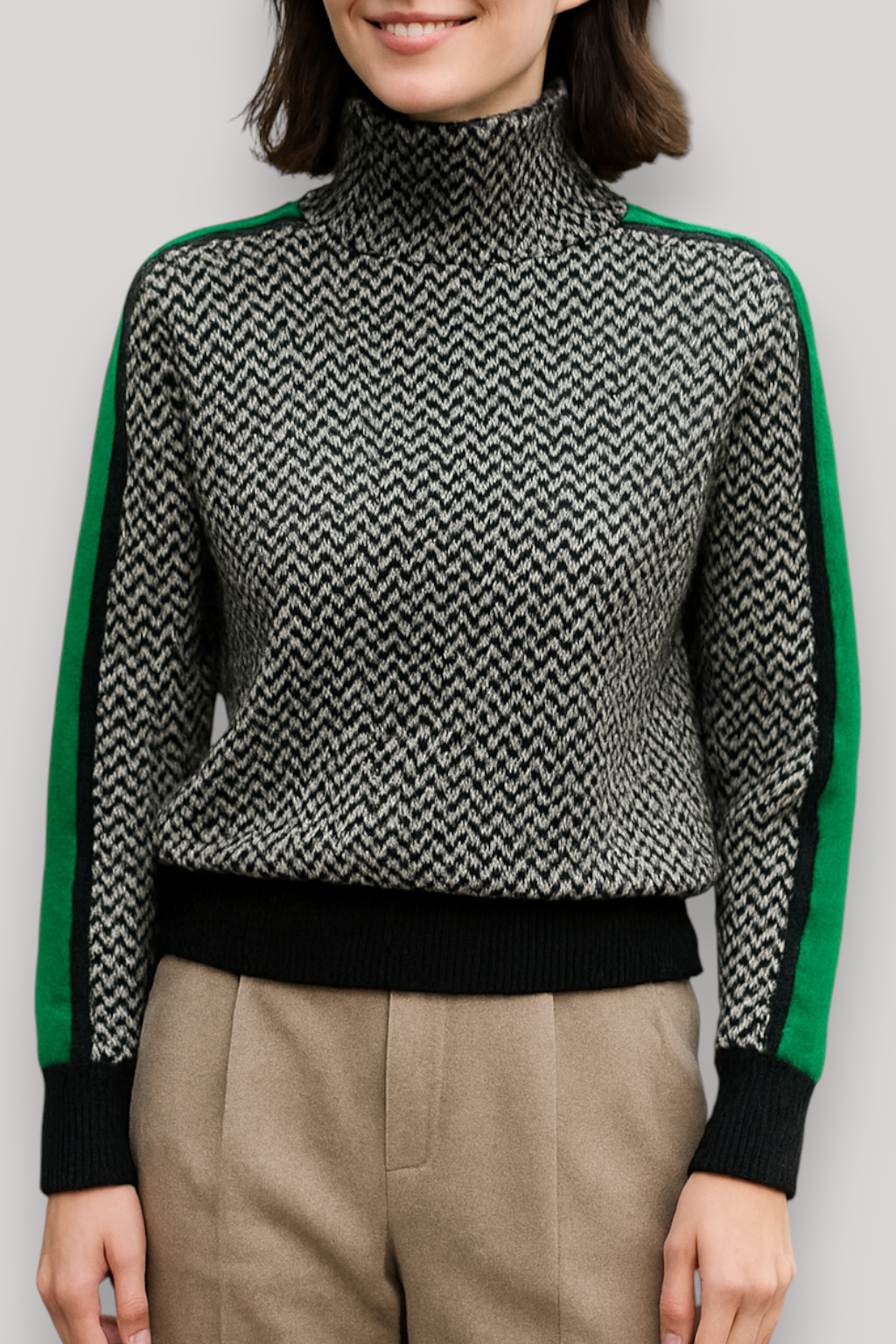 The Marston Knit Turtleneck Jumper Geometric Relaxed Fit Winter Sweater