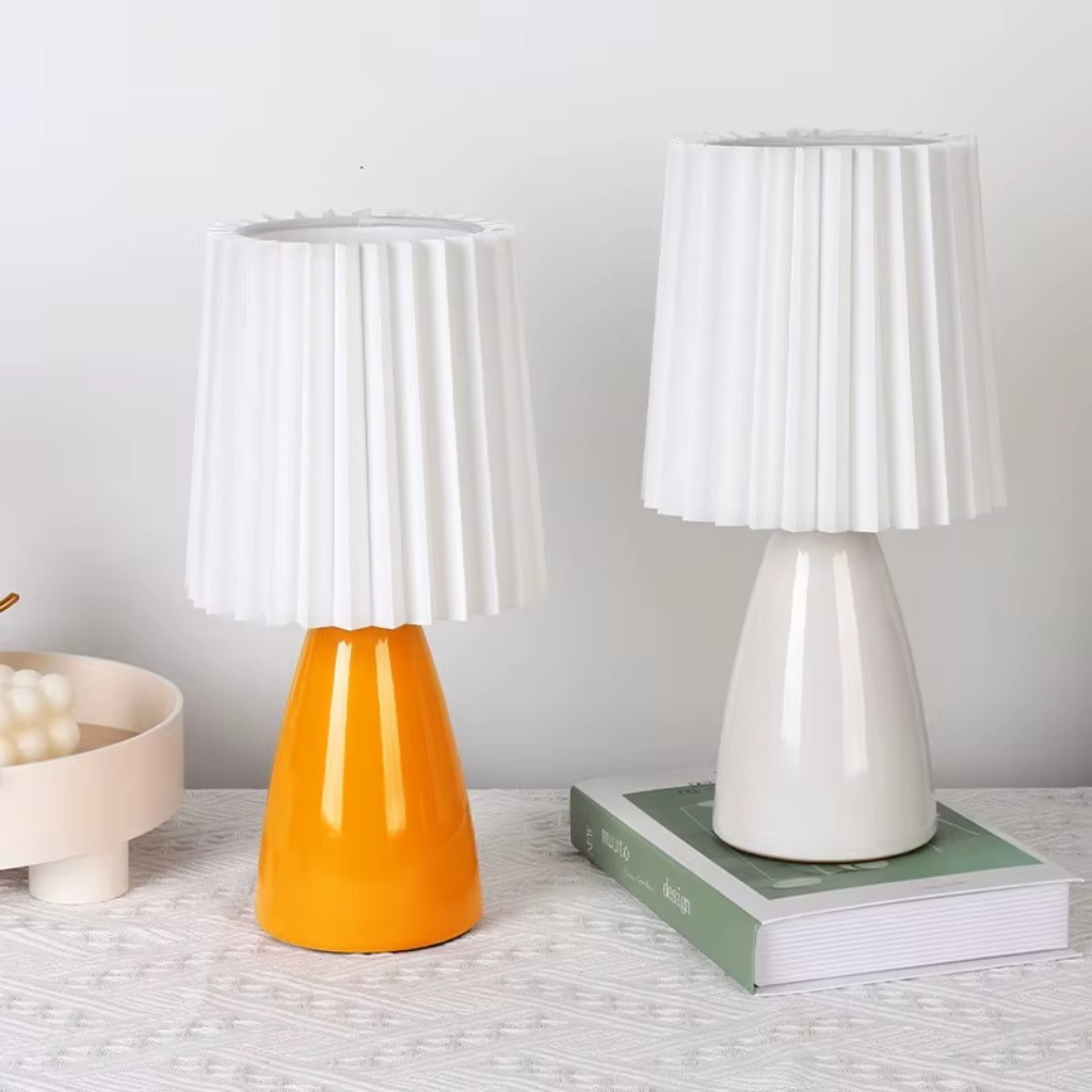 The Velora Ceramic Bedside Table Warm LED Night Light