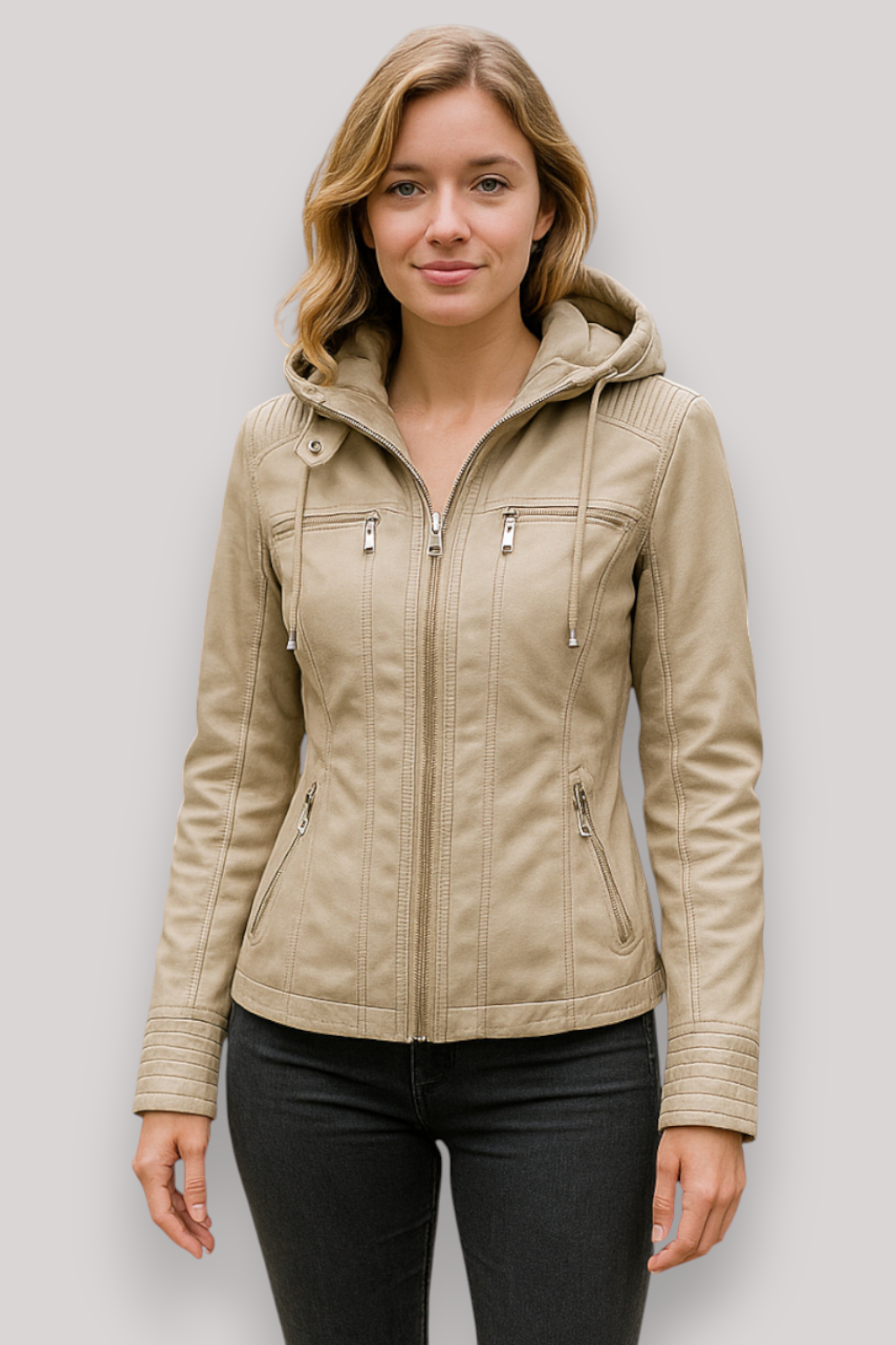 The Hartley Hooded PU Winter Jacket Warm Casual Coat