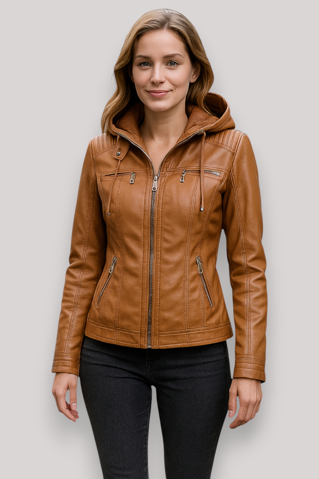 The Hartley Hooded PU Winter Jacket Warm Casual Coat