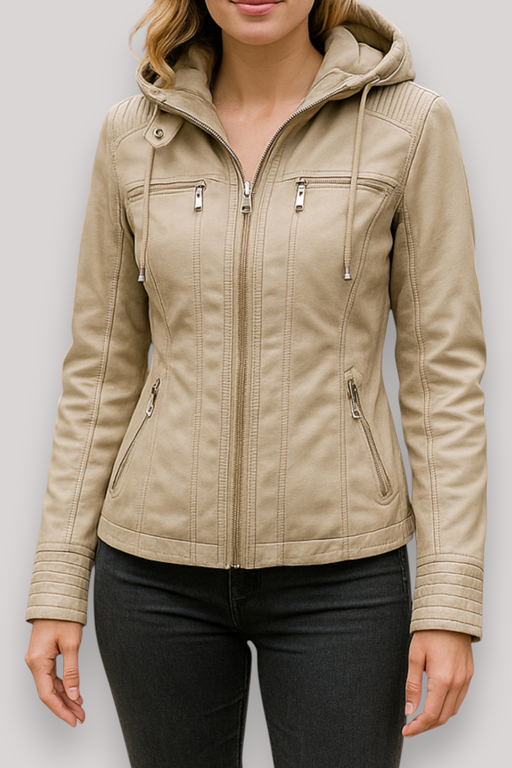 The Hartley Hooded PU Winter Jacket Warm Casual Coat