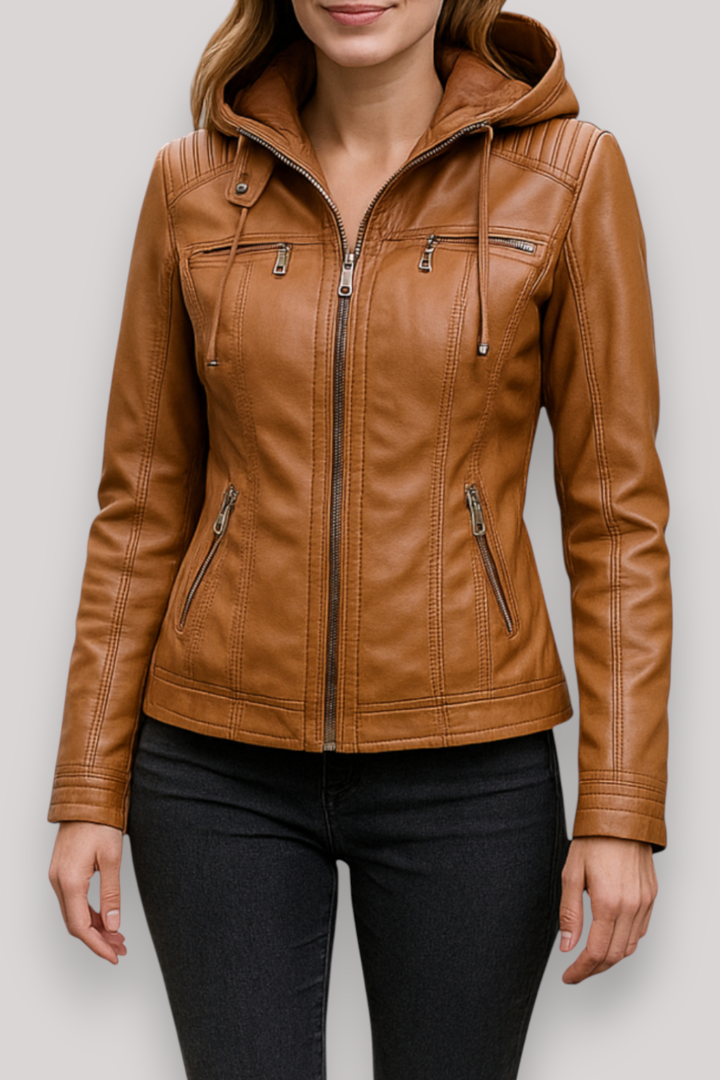 The Hartley Hooded PU Winter Jacket Warm Casual Coat