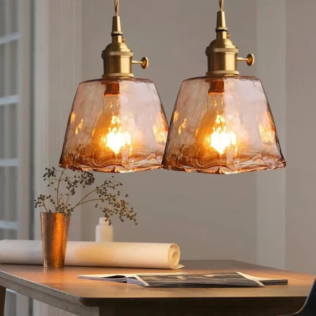 The Ambera Japanese Style Glass Pendant Light
