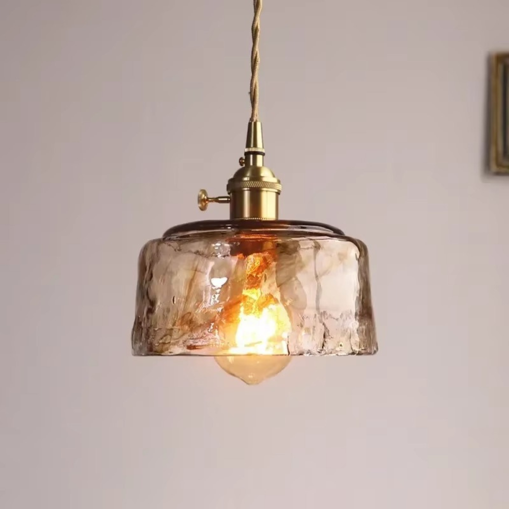 The Ambera Japanese Style Glass Pendant Light