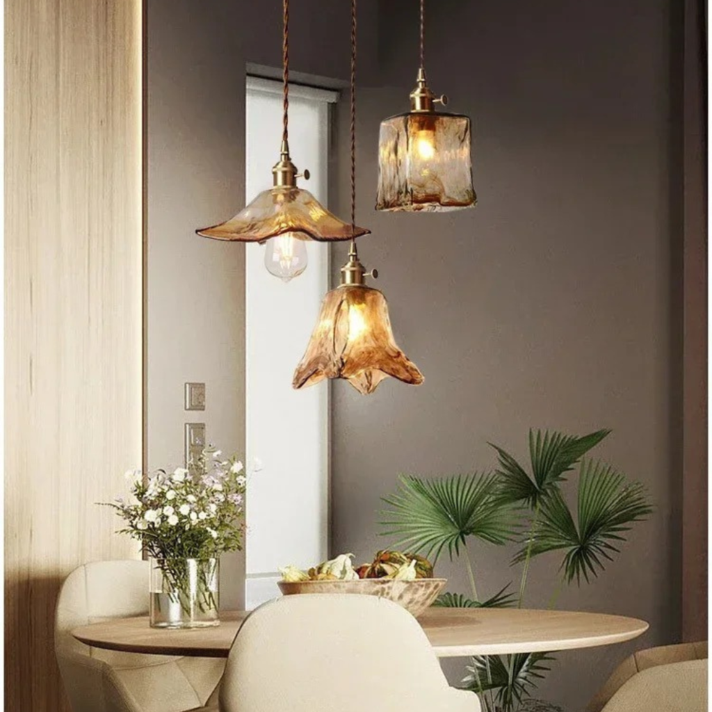 The Ambera Japanese Style Glass Pendant Light