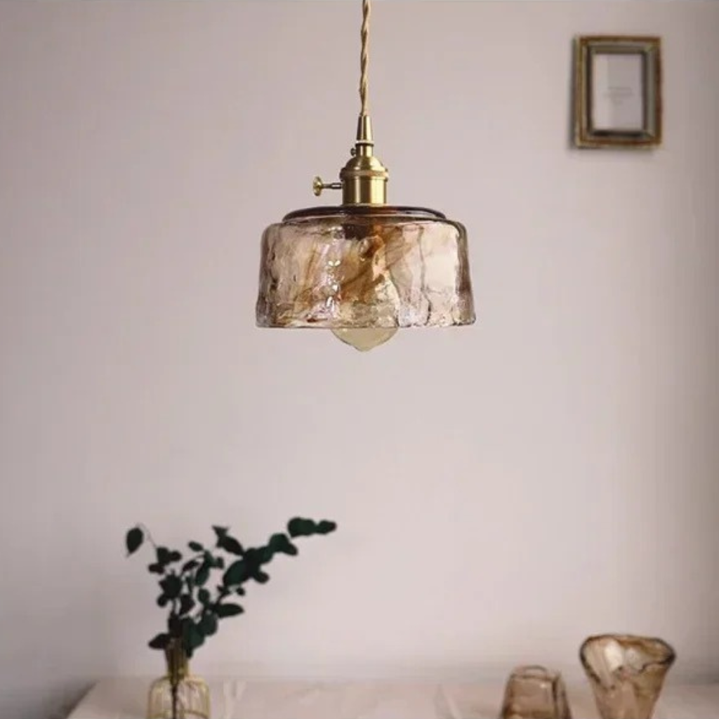 The Ambera Japanese Style Glass Pendant Light