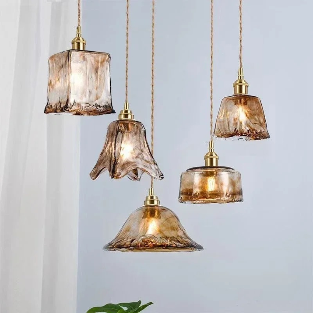 The Ambera Japanese Style Glass Pendant Light