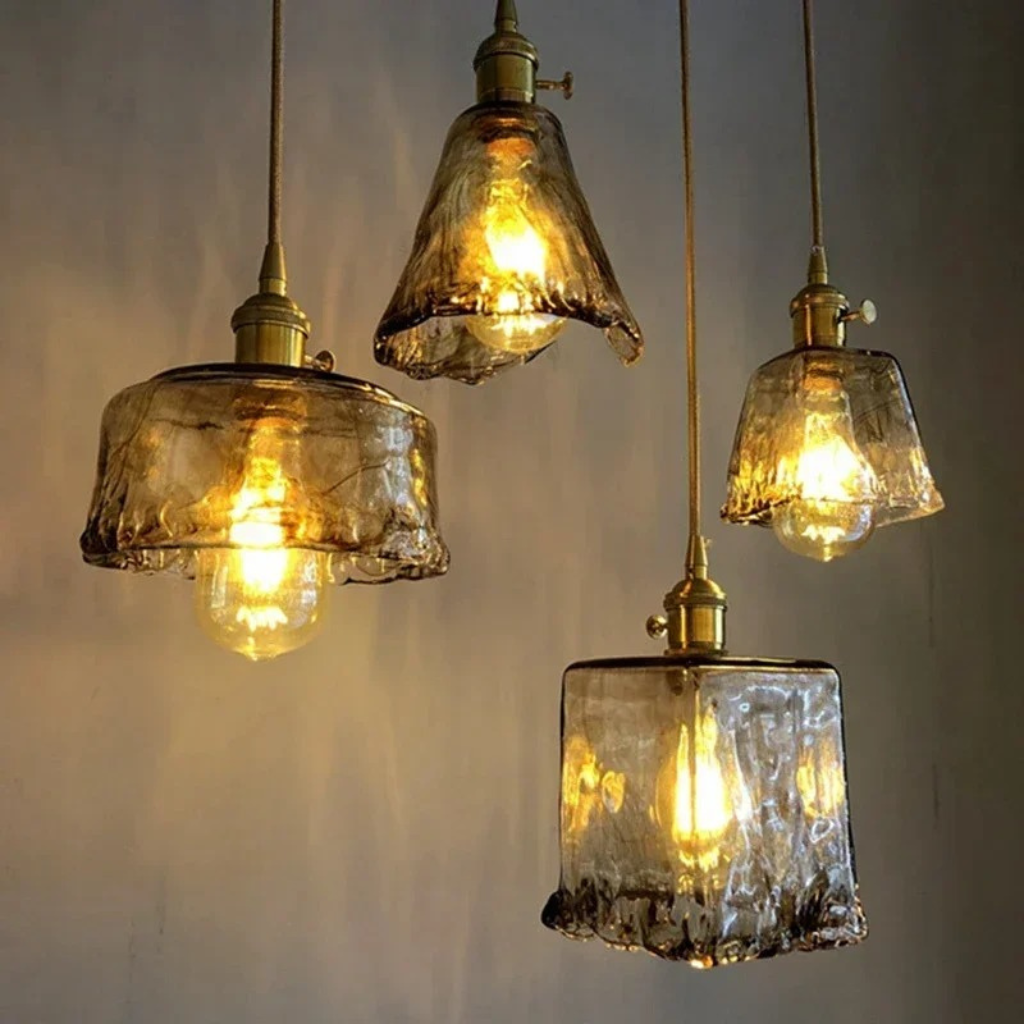 The Ambera Japanese Style Glass Pendant Light