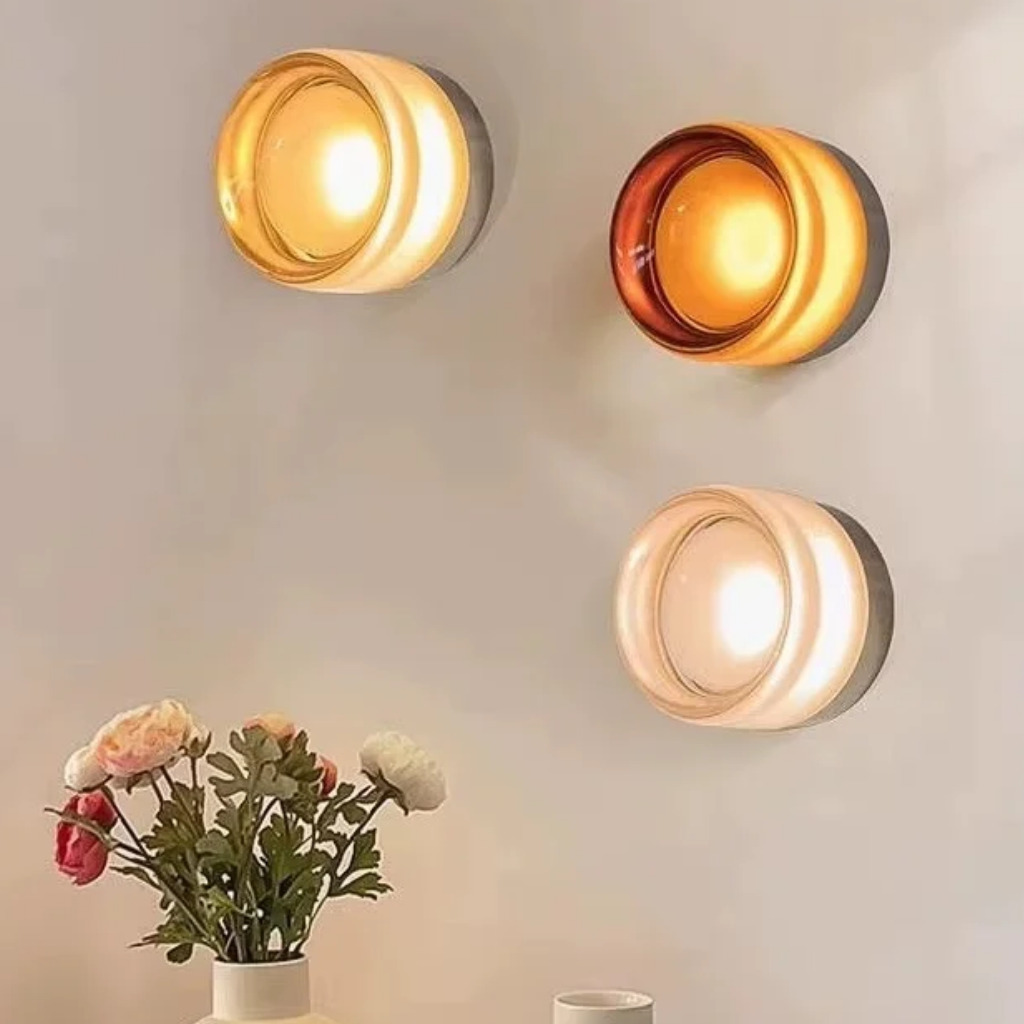 The Ambrelle Round Amber LED Wall Sconce Wall Light