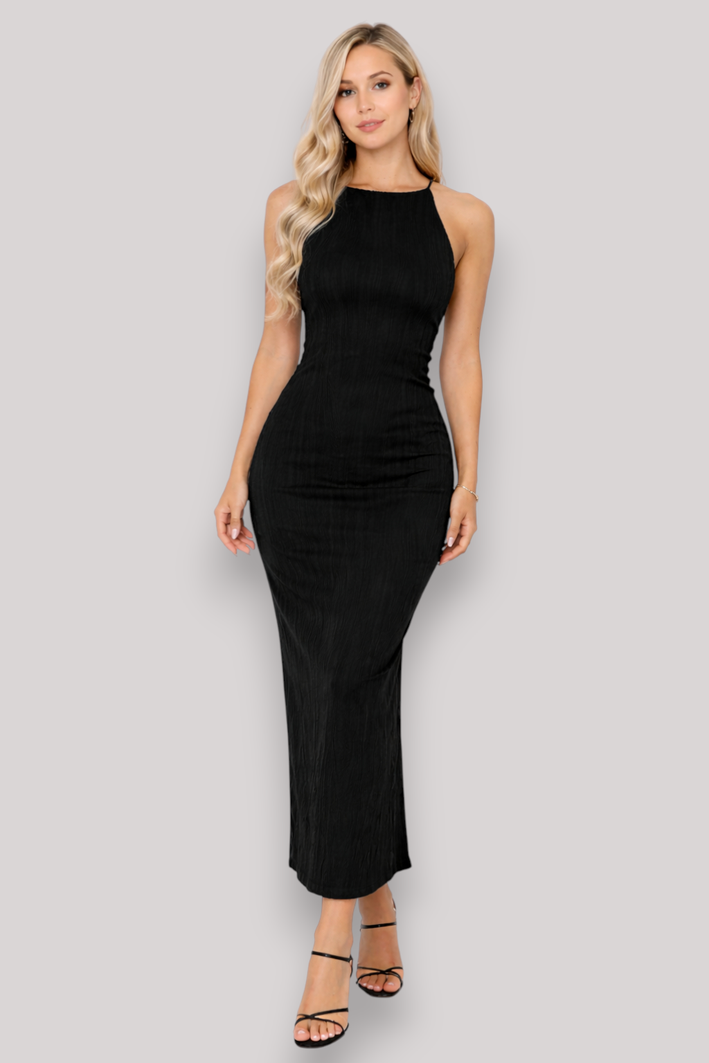 The Annalise Women's Maxi Dress Slim Fit Ruched Sleeveless