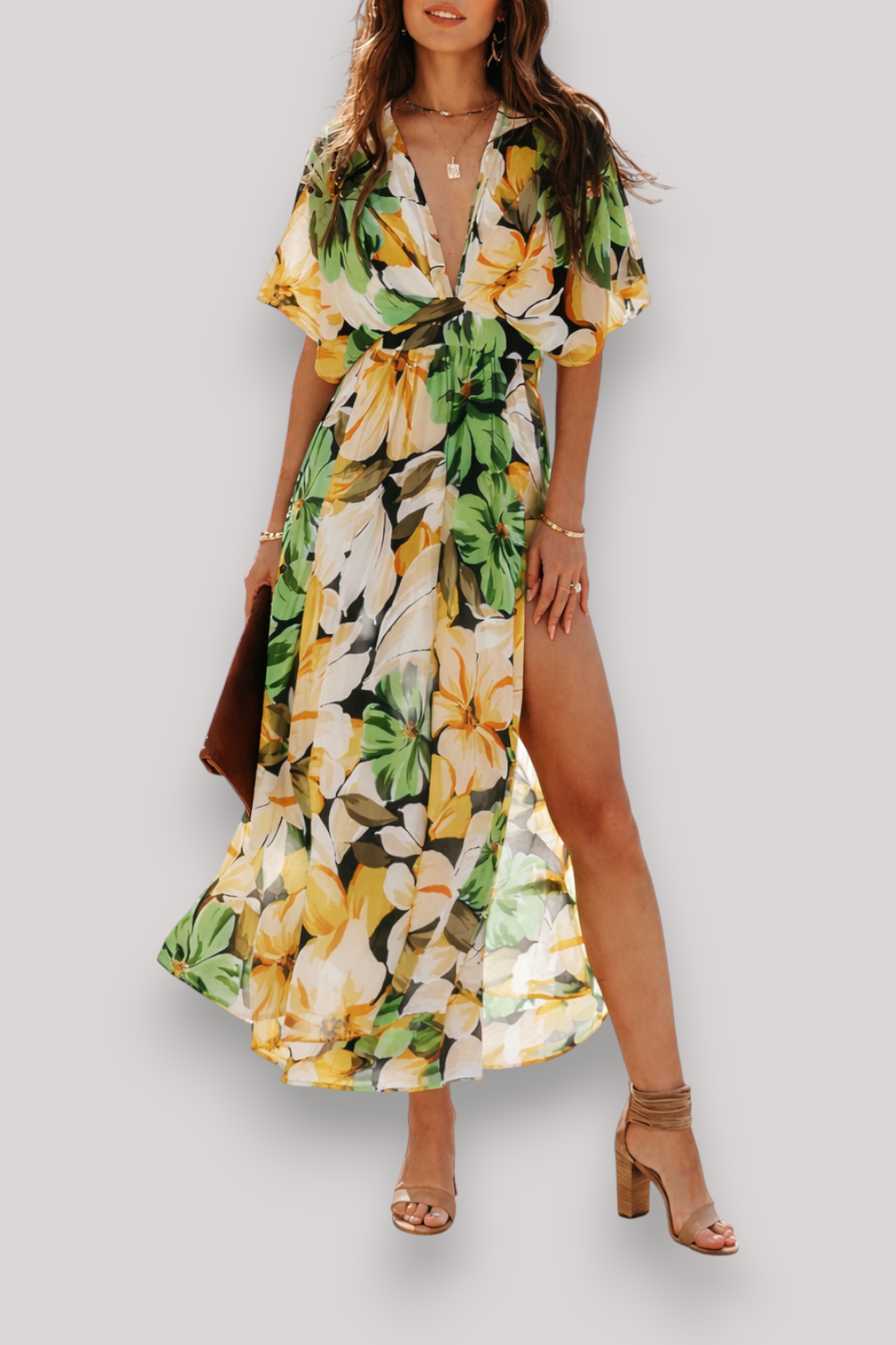 The Anya Women's Floral High Waist Maxi Dress
