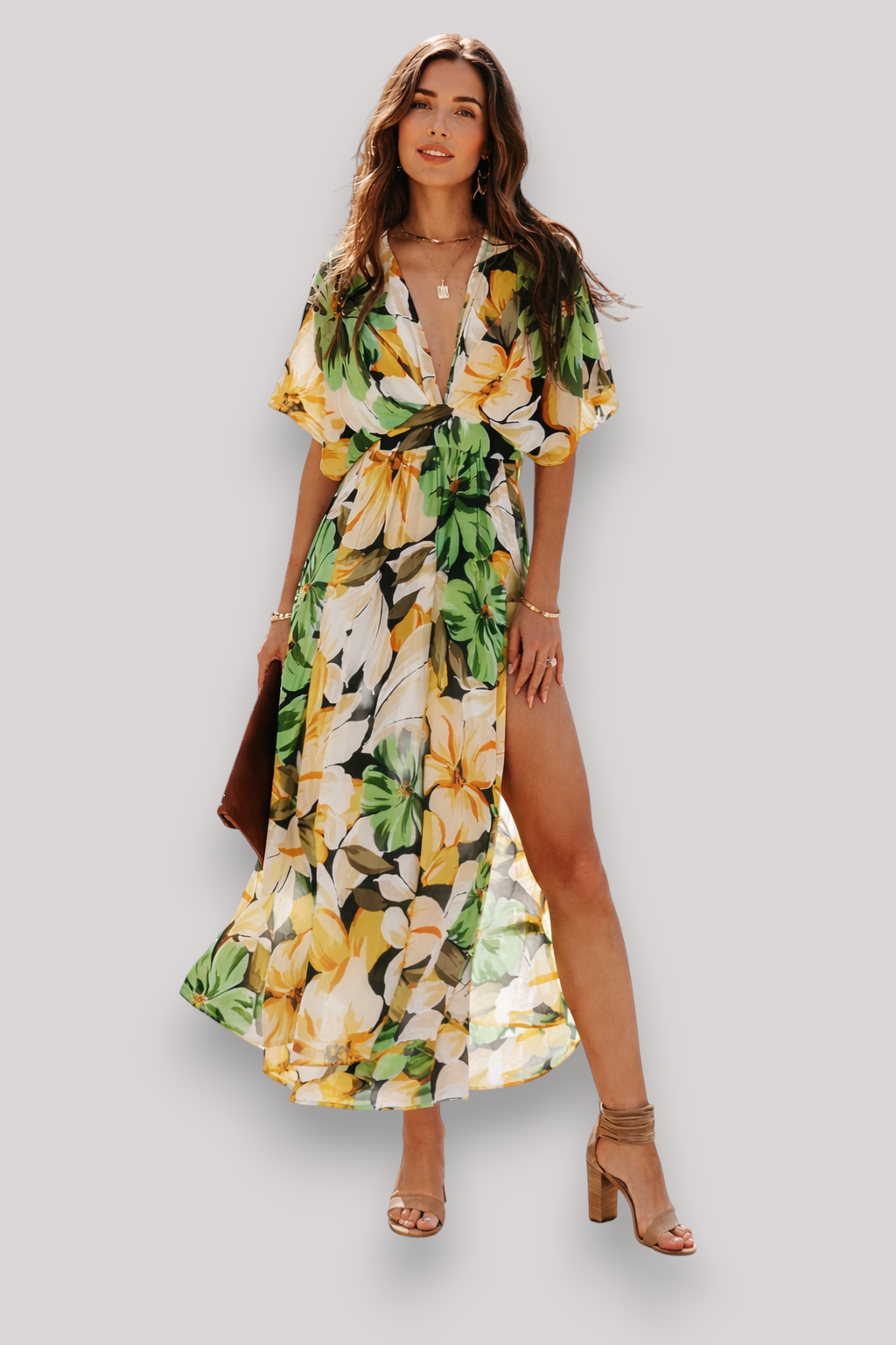 The Anya Women's Floral High Waist Maxi Dress