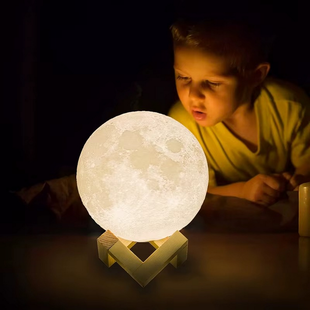 The Auralith Levitating 3-Colour Moon Lamp With Wooden Base